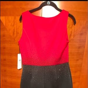 Calvin Klein womens sz 10   Black /red  shimmery NWT knee length